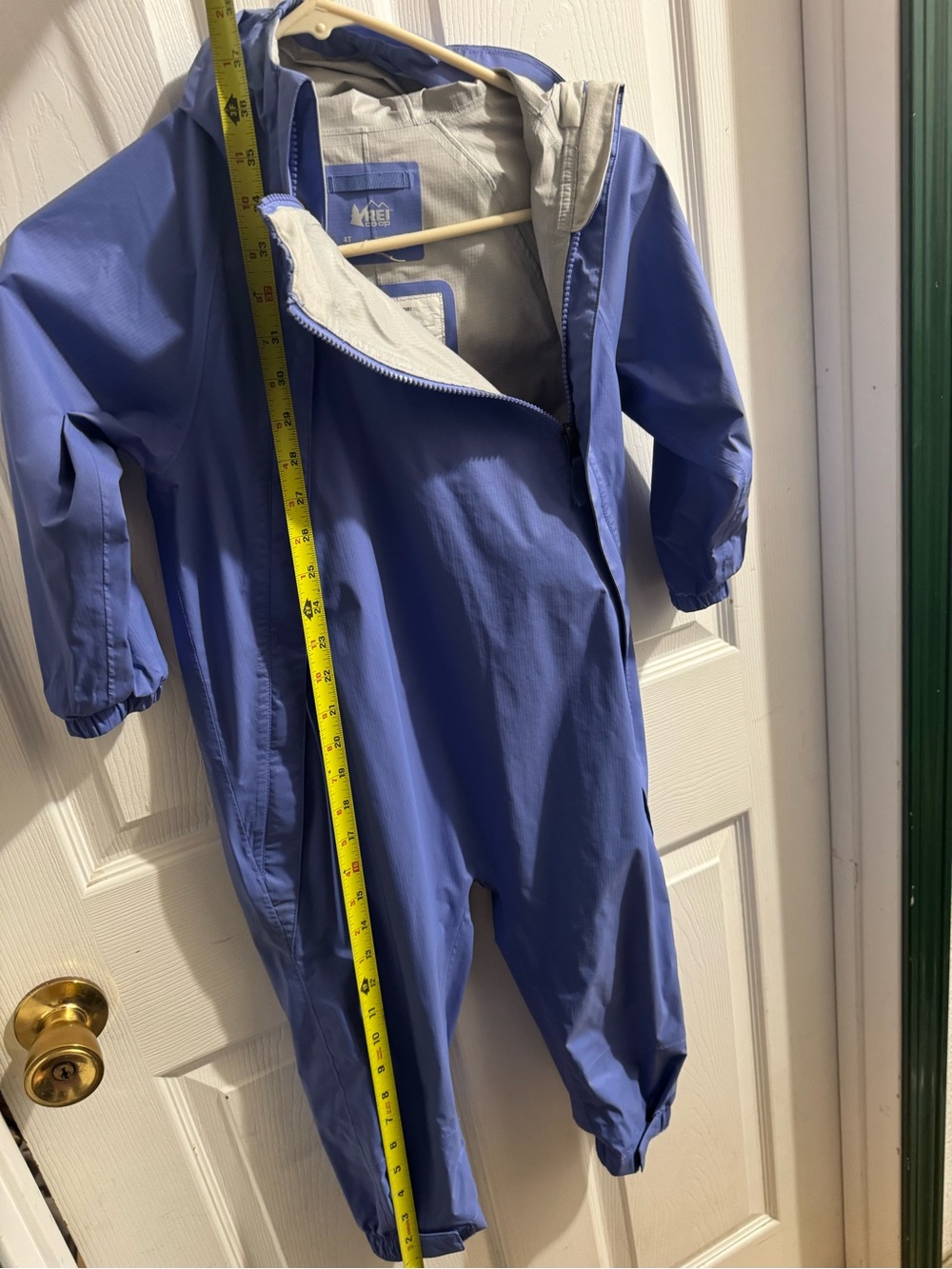 REI Blue Kids' rain Jacket onesie - Picture 5 of 8
